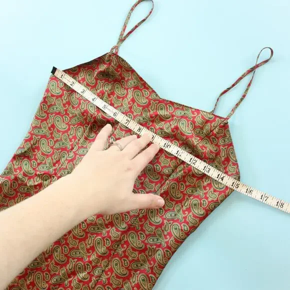 Victoria's Secret Red Baroque Print Satin Mini Slip Dress Nightgown Size XSmall - Picture 4 of 6